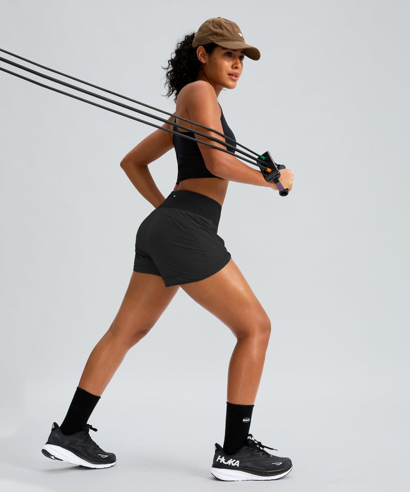 Soothfeel Women's Running Shorts High Waisted Quick-Dry 3 Inch Gym Workout Athletic Shorts for Women with Zipper Pocket(Black, XS) - Image 5